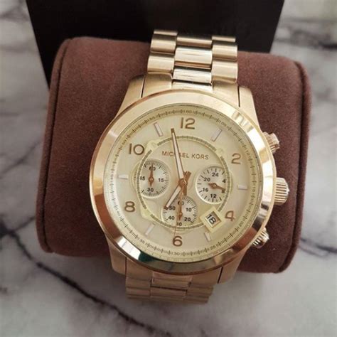 michael kors runaway chronograph champagne watch model 8077|michael kors champagne dial.